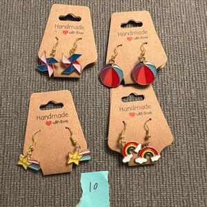 4 pairs of handmade earrings hypoallergenic metals small business made nwt